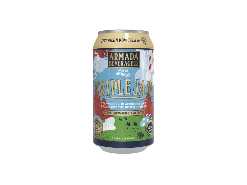 Armada Triple Jam Live Rosin 50mg THC powered by Apex Solventless 12oz can